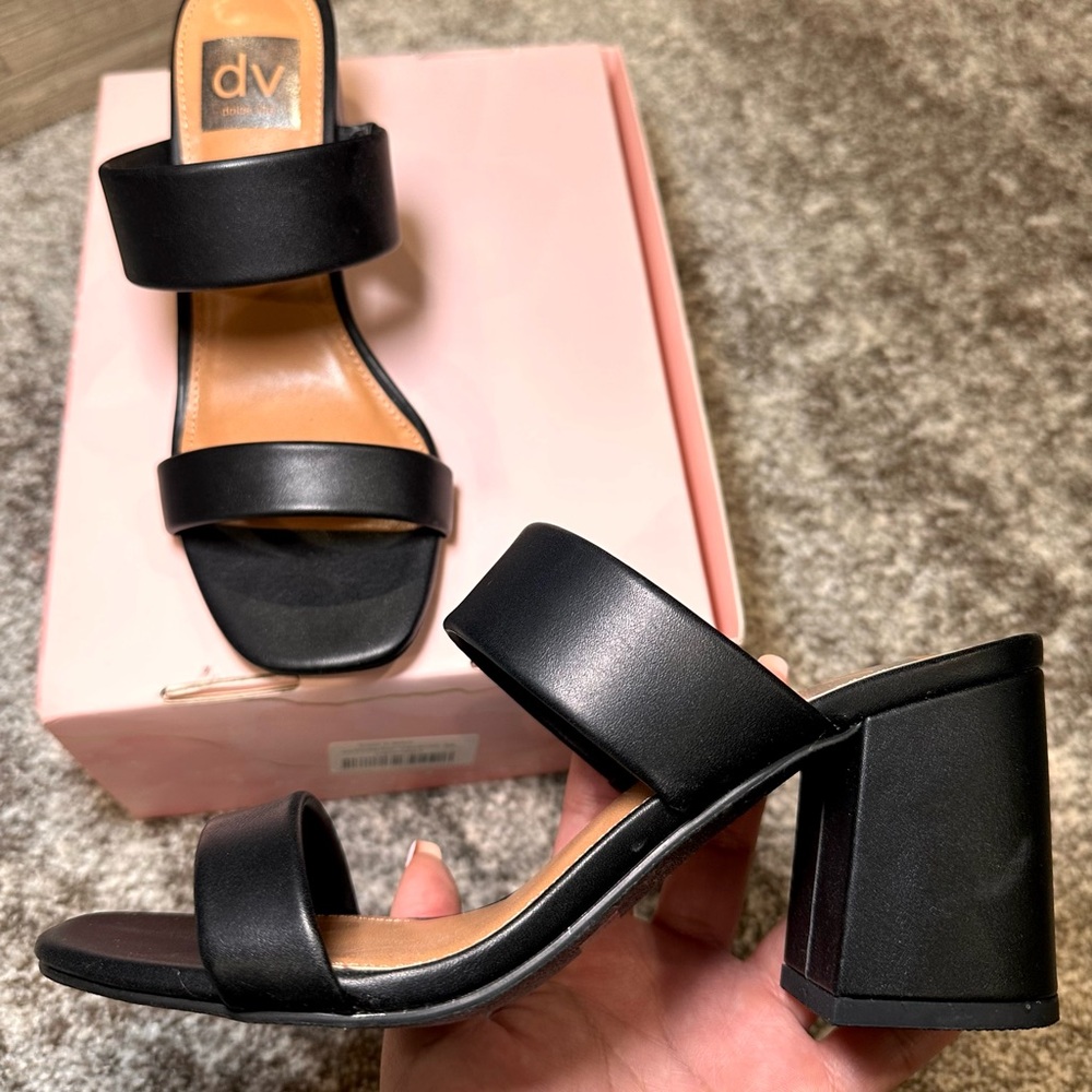 DV by Dolce Vita Black Block Heel Mules